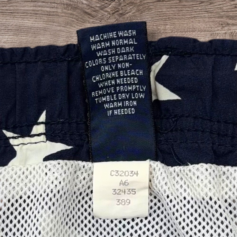 Vtg Lands End Swim Trunks Mens M 32-34 Navy Blue White Star Mesh Lining USA Made - Picture 12 of 12